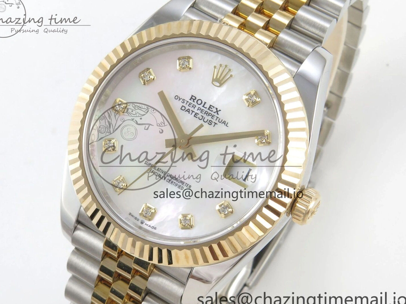 on Edition MOP DateJust White SS 41mm SS Bracelet Jubilee YG Dial Best 126333 3EF YG Diamond SA3235 1:1 0416